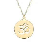 10K Gold Ohm Symbol Cut-Out Disc Pendant Necklace