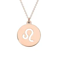 10K Rose Gold Leo Cut-Out Disc Pendant Necklace