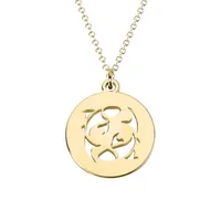 10K Yellow Gold Pisces Sign Cut-Out Disc Pendant Necklace