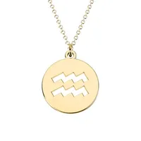 10K Yellow Gold Aquarius Cut-Out Disc Pendant Necklace