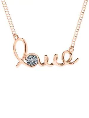 cursive love necklace with diamonds