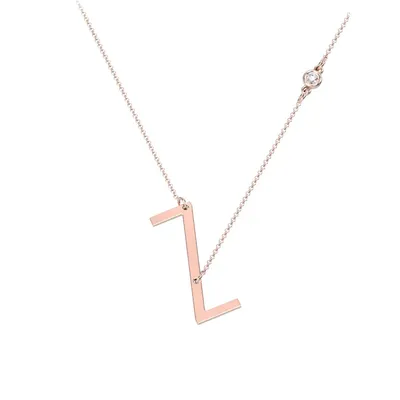 10K Rose Gold and 0.03 CT. TW. Diamond Initial Necklace