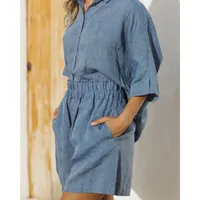 High Waisted Linen Shorts Cuenca