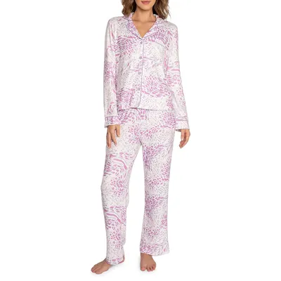 Pyjama à motif léopard Wild Lavender, deux pièces
