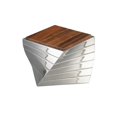 Twist Wood And Alloy Coasters Set Of 6