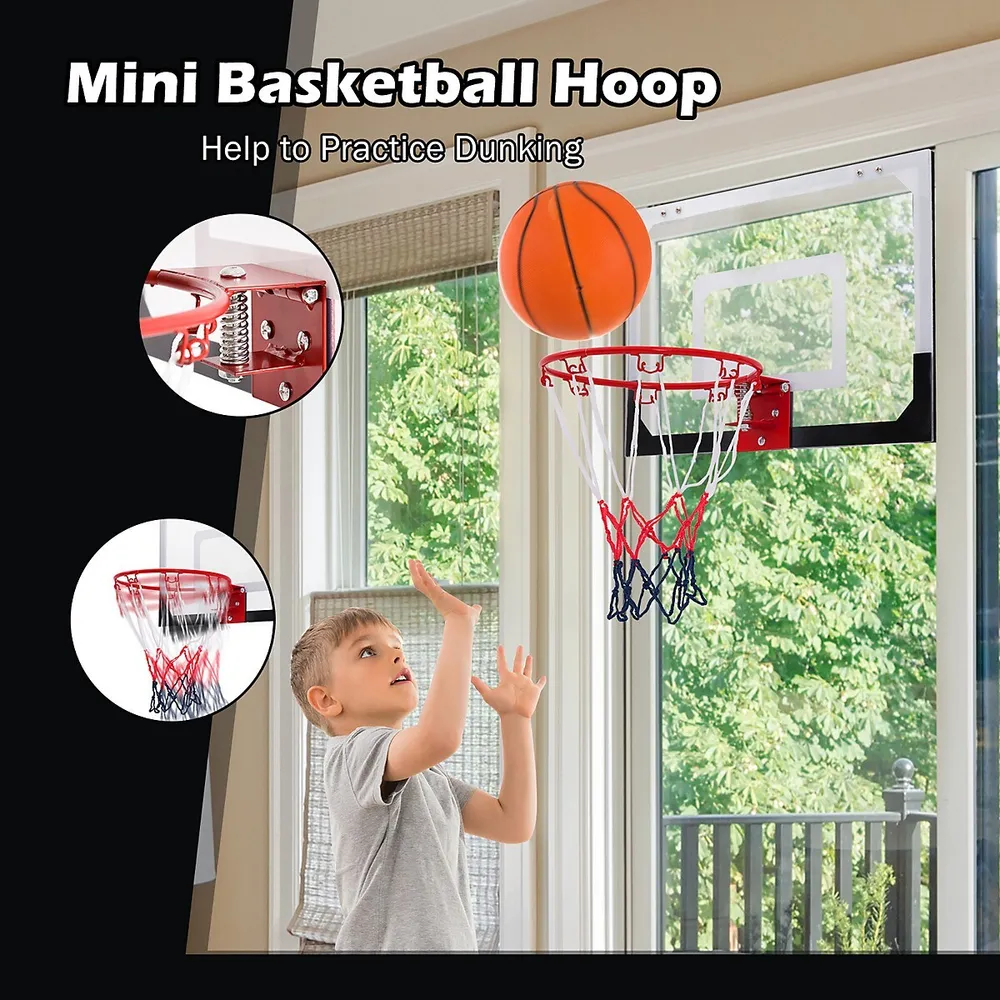 Over-The-Door Mini Basketball Hoop Includes Basketball & Hand Pump 2 Nets  Indoor Sports