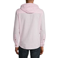 Linen-Blend Pullover Hoodie