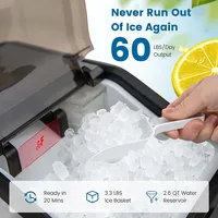 Countertop Nugget Ice Maker 60lbs/day With 2 Ways Water Refill & Self-cleaning