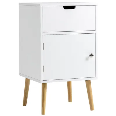Modern Nightstand With Drawer And Cupboard