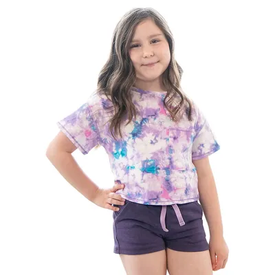 Little Girl's Tie-Dye Cropped Pocket T-Shirt
