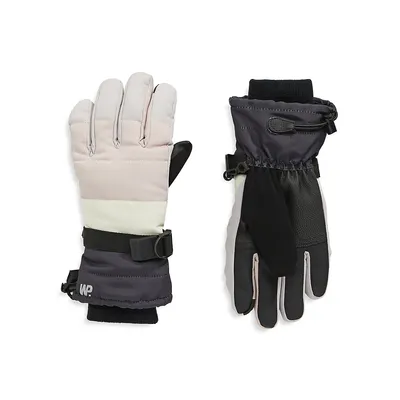 Little Girl's & Ombre Colourblock Puffer Ski Gloves