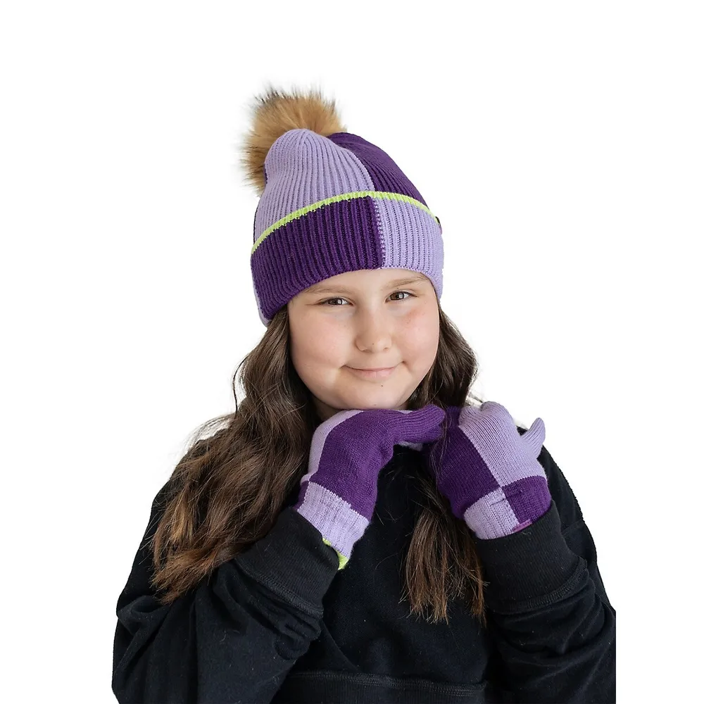 Girl's Colourblock Knit Gloves
