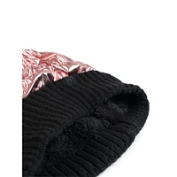 Girl's Metallic Foil Pom-Pom Toque