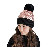 Girl's Metallic Foil Pom-Pom Toque