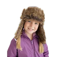 Girl's Faux Fur Terrazzo Trapper Hat