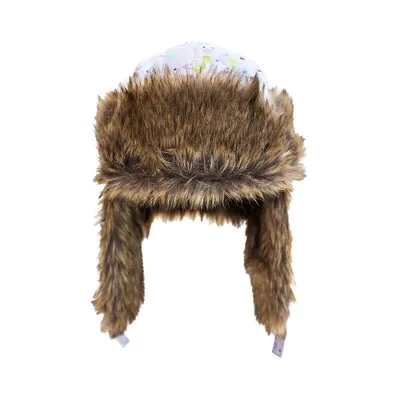 Girl's Faux Fur Terrazzo Trapper Hat