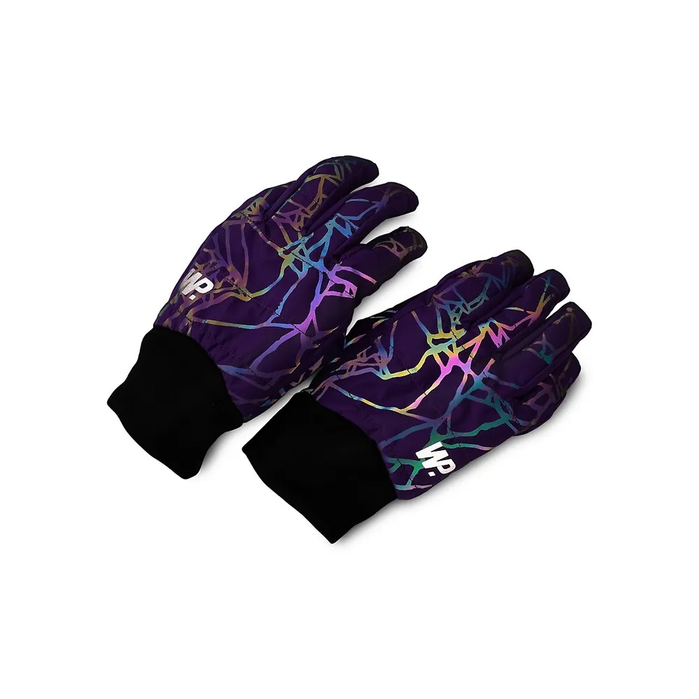 Girl's Touch Rainbow Reflective-Print Commuter Gloves