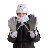 Girl's Terrazzo-Print Ski Gloves