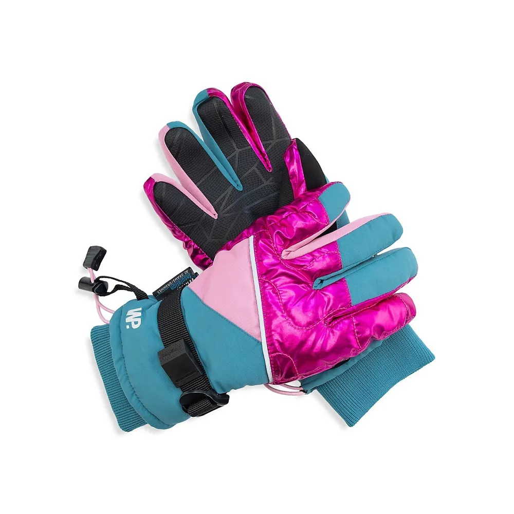 Kid's Colourblock Waterproof Ski Gloves