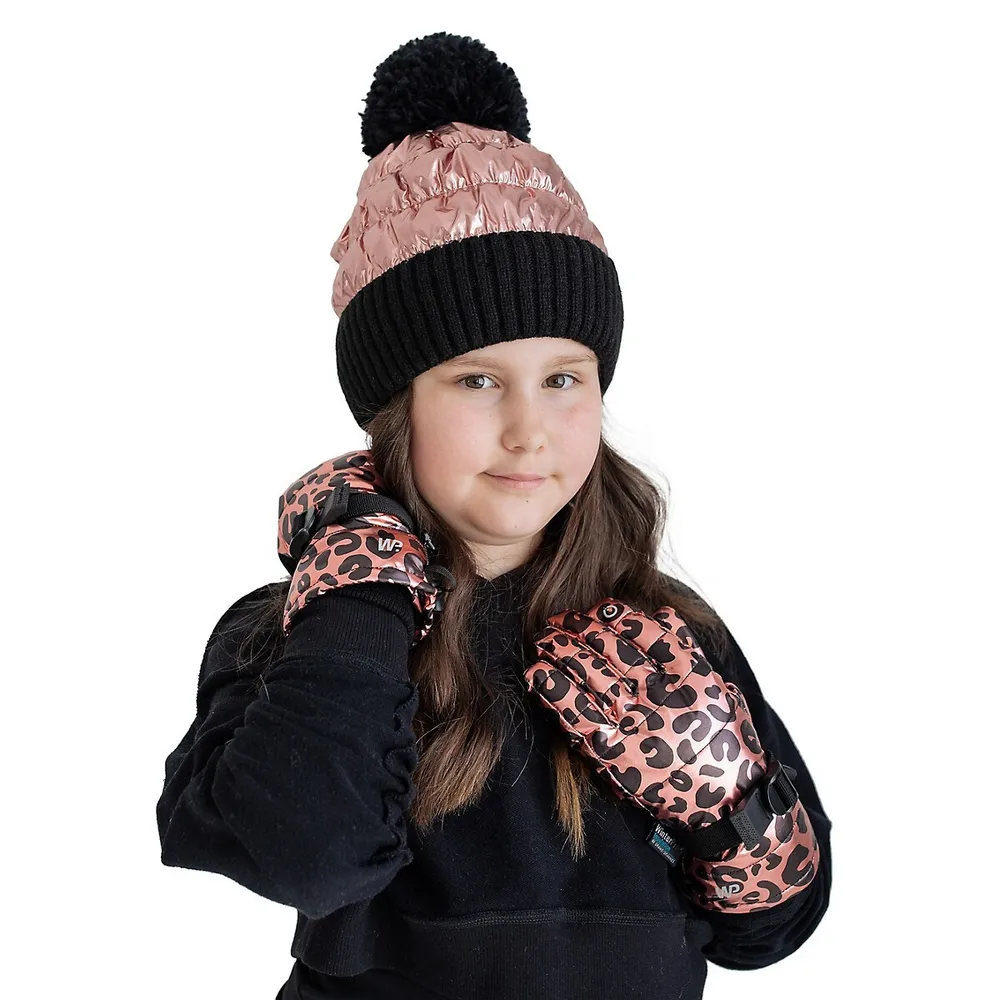 Kid's Leopard Foil Waterproof Ski Gloves