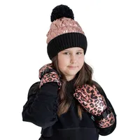 Girl's Leopard Foil Ski Gloves