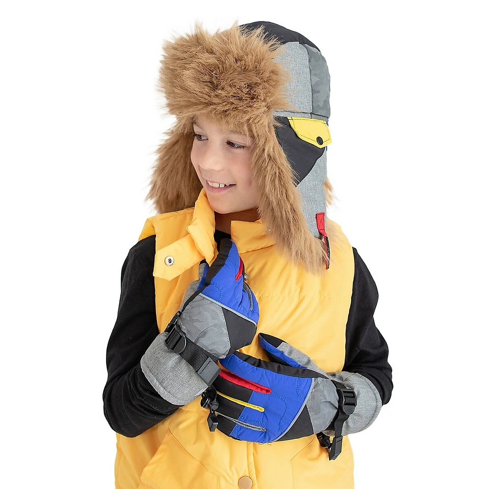 Boy's Faux Fur Reflective Trapper Hat