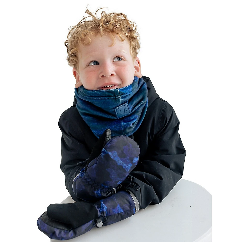 Little Kid's & Royal Bark Camo Solid Reversible Neck Warmer