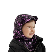 Little Kid's Starry Unicorn Plush & Foil Print Balaclava Hat