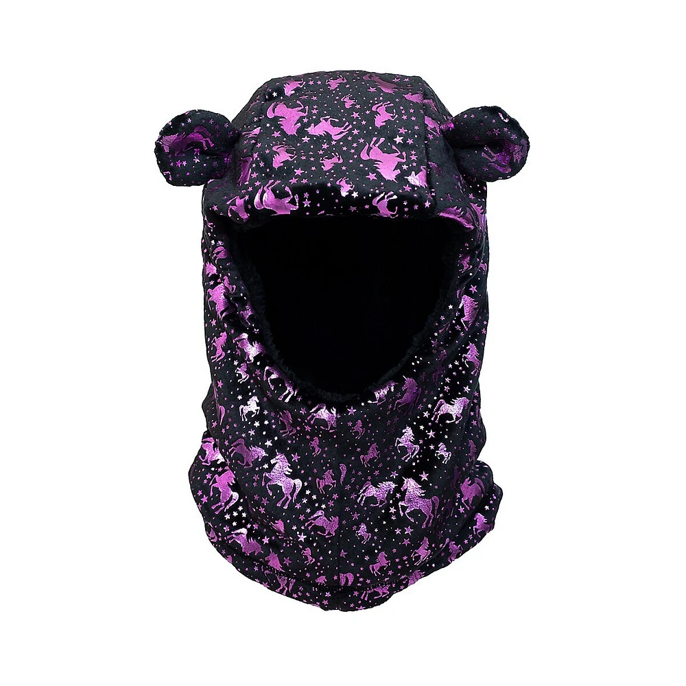 Little Kid's Starry Unicorn Plush & Foil Print Balaclava Hat