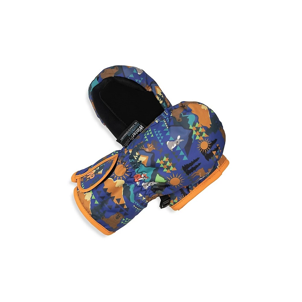 Little Kid's Woodlands Print Royal Mittens