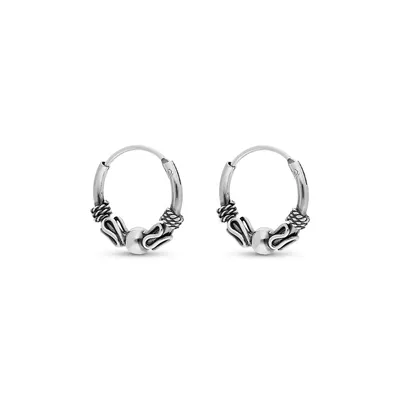 Sterling Silver 12mm Bali Hoop Earring