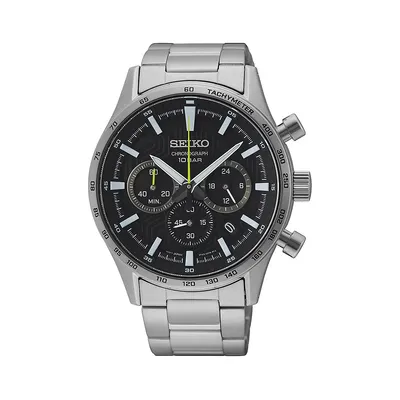 Stainless Steel Chronograph & Tachymeter Timer Bracelet Watch SSB413P1