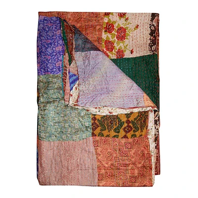 Kantha Silk Throw