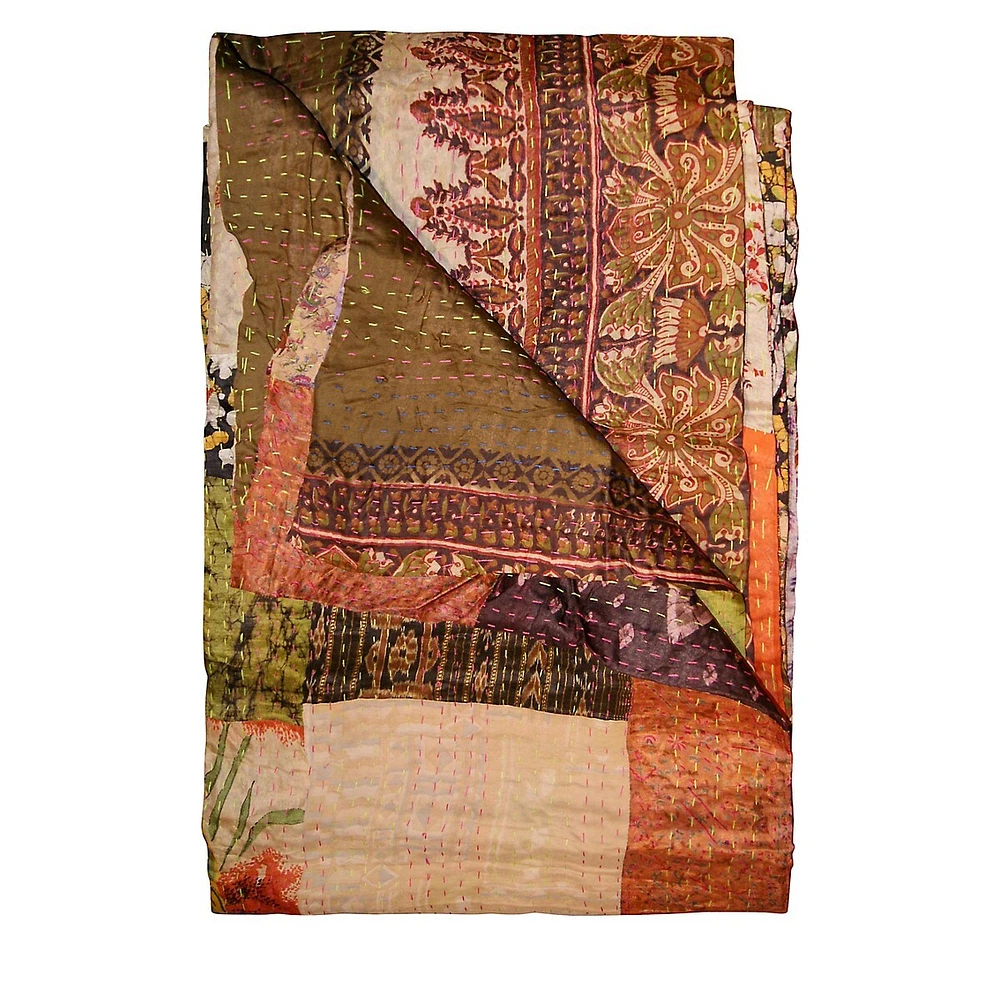 Kantha Silk Throw