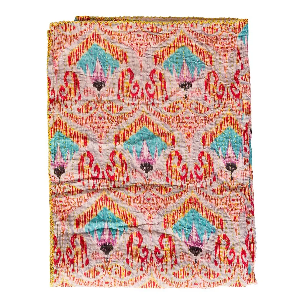 Kantha Quilted Cotton Throw