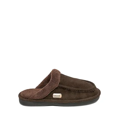 Men's Oliver Natural Faux Fur Lined Suede Slippers