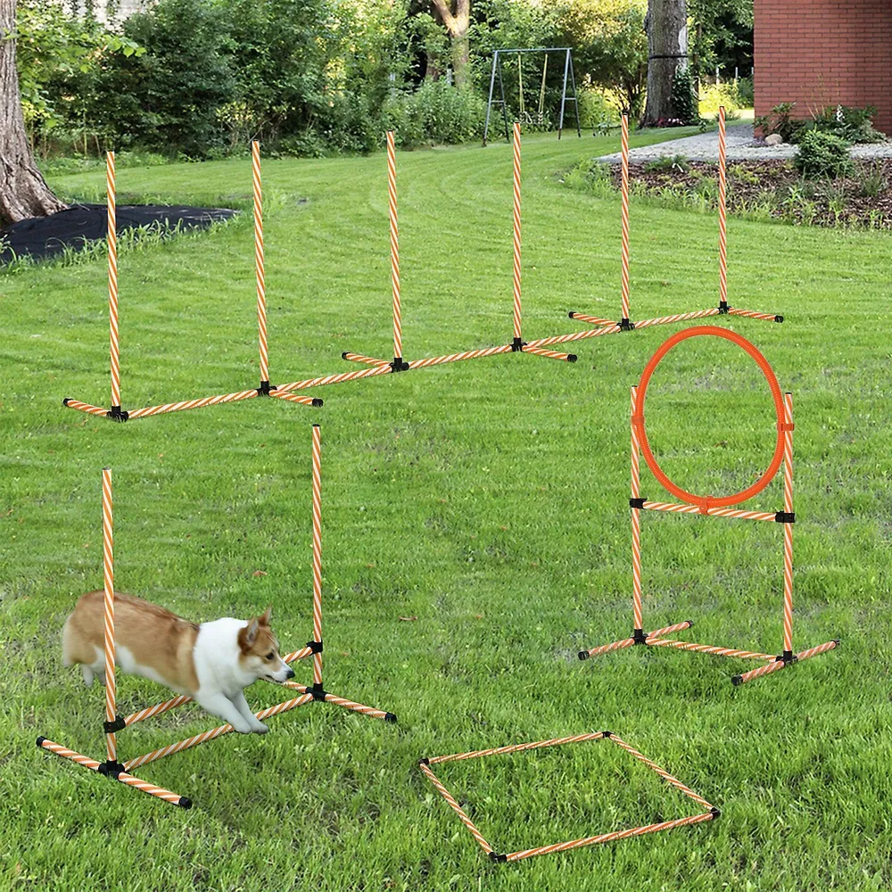  PawHut 4PC Obstacle Dog Agility Training Course Kit