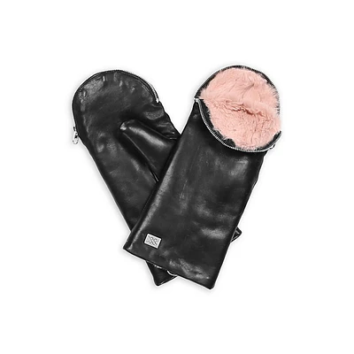 Betrice Faux Fur Leather Zip Mittens