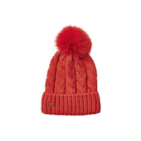 Amalie-TN Feather-Pom Cable-Knit Toque