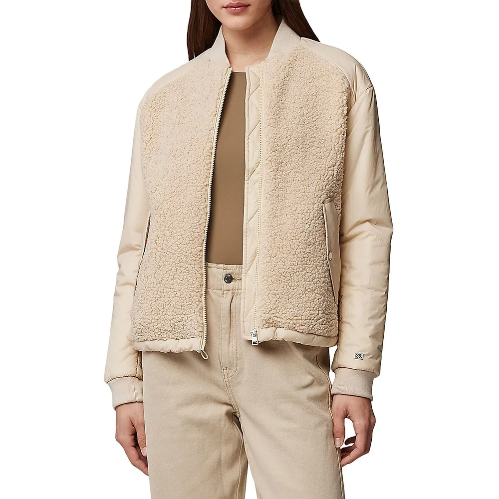 Briane Faux Shearling Hybrid Bomber Jacket