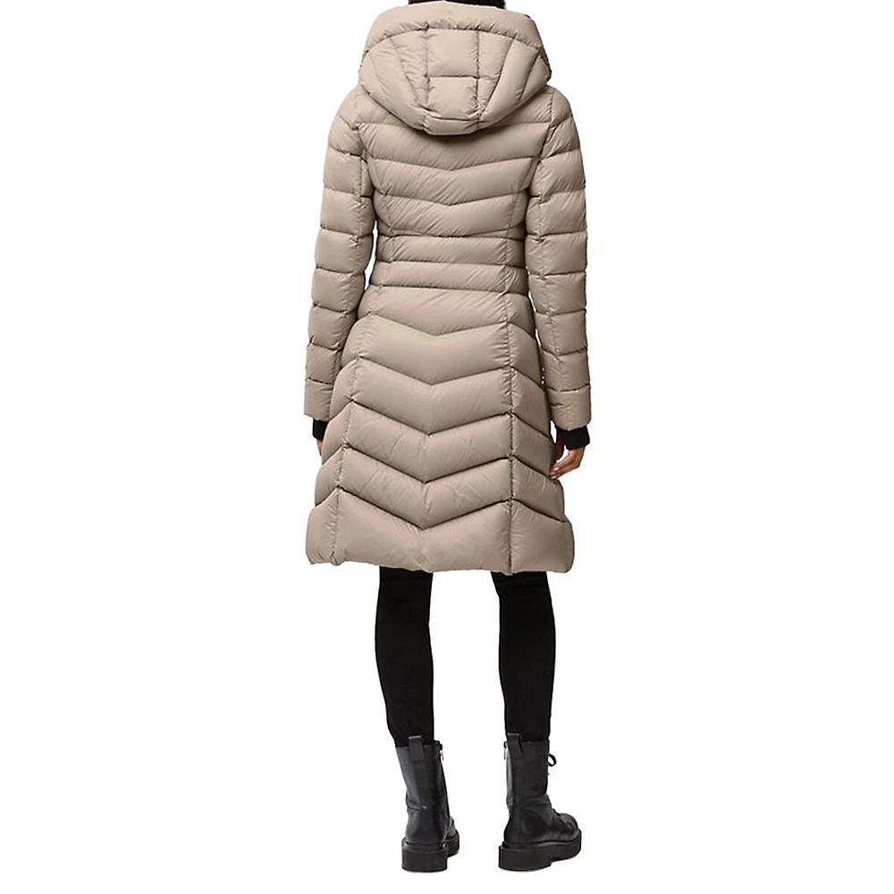 Lita Chevron-Quilted Down Coat