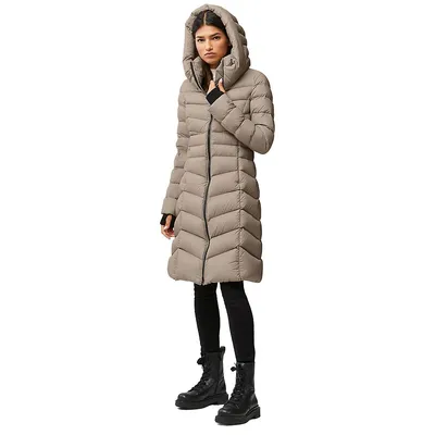 Lita Chevron-Quilted Down Coat