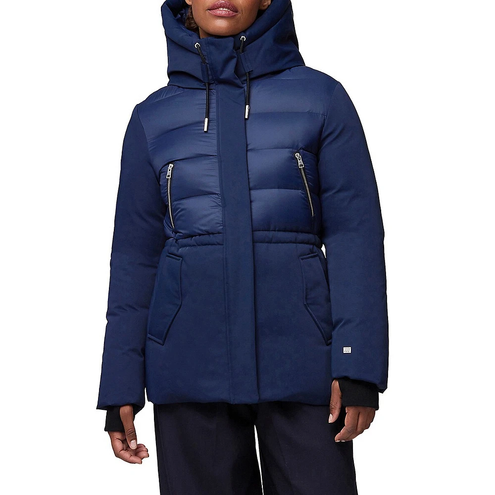 Jaclin Channel-Quilted Down Coat