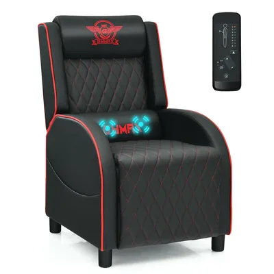 Massage Gaming Recliner Chair Leather Single Sofa Home Theater Seat Red