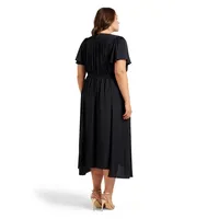 Charlotte Curve Shirred Midi Dress Plus
