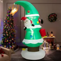8ft Inflatable Christmas Tree With Santa Claus, Blowup Holiday Decoration