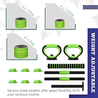 4-in-1 Weight Dumbbell Set, 44lbs, Green
