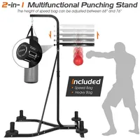 Heavy Duty Boxing Punching Stand W/heavy Bag & Speed Bag Sandbag Rack Home Gym