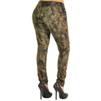 Curvy Fit Camo Printed Stretch Twill Destroyed Low Rise Skinny Jeans