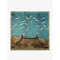 Pure Silk Scarf Painting Auspicious Crane